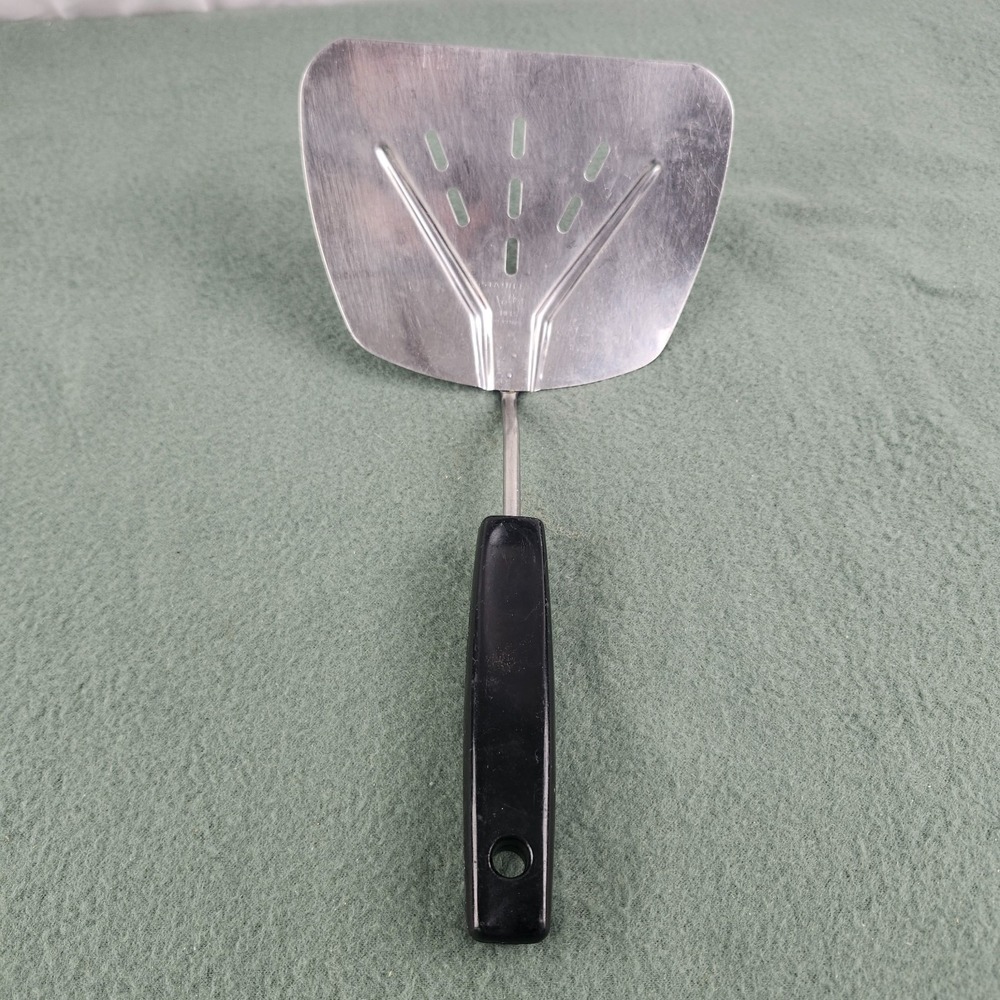 Foley Stainless Steel Slotted Turner Spatula Black Plastic Handle MPLS